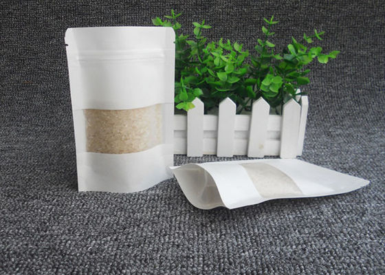 Eco Friendly White Kraft Paper Bags , Excellent Gas Barrier Kraft Paper Resealable Bags