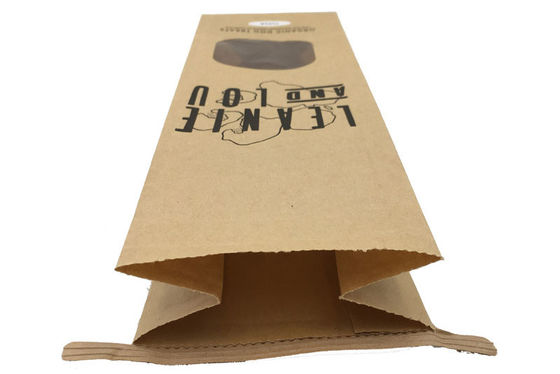 Long Length Kraft Paper Packaging Bags / Eco Friendly Kraft Paper Stand Up Pouch