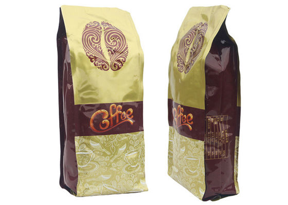 Side Gusset Custom Coffee Bean Bags Aluminum Foil Material 8OZ / 17OZ / 35OZ With Valve