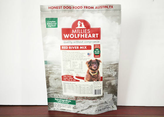 Color Printing Plastic Standing Pet Food Packaging Bags / Dag Dog Food Bag Customized