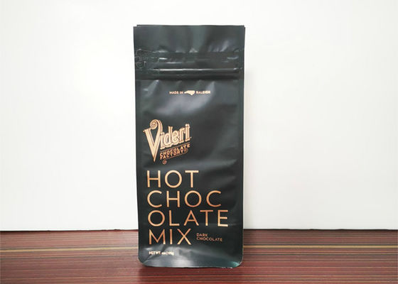 Custom Matte Black Zipper Bag Packing Coffee Chocolate Food Bag Gusset Plate