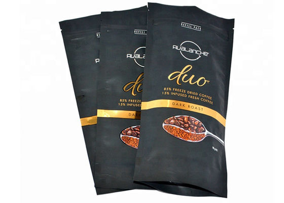 Laminating Foiled Black Plastic Packing Zipper Coffee Bag Custom Printed Three - Layer Private Label Coffee Bags