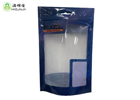 Color Printed Both Sides of Transparent Stand Up Pouch Bag With Zipper For Cable Pre Pack