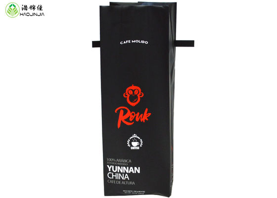 Side Gusset Custom Printed Coffee Bean Aluminum Foil Packaging Bag With Valve And Tin Tie