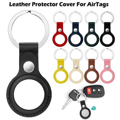 PU Leather Protective Case Sleeve for Apple Airtags Locator Tracker Skin Anti-Lost Keychain Cover
