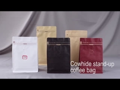 Flat Bottom Tea Coffee Packaging Bag Compostable Coffee Bags With Valve And Zipper