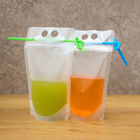 300ml Front Clear Stand Up Resealable Zipper Pouches Plastic Stand Up Pouch With Ziplockk Straw