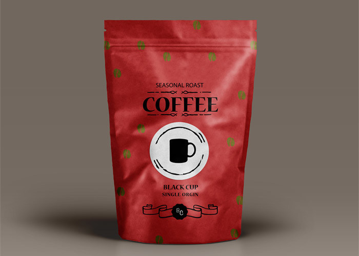 Heat Seal Standing Up Kraft Paper Coffee Bean Packaging With Zipper For