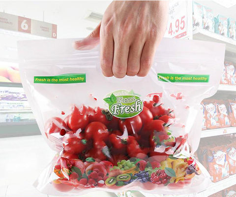 Antifog Handle Fruit And Vegetable Packaging Grape Plastic Bags For Packaging Vegetables