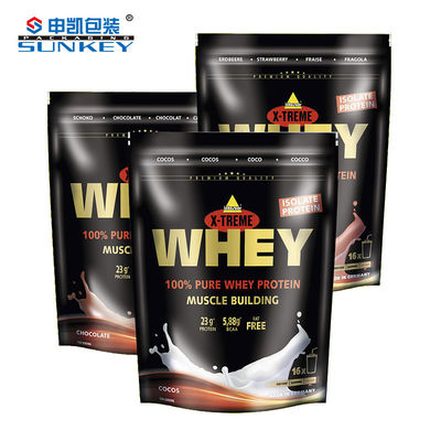 Whey Protein Coffee Tea Packaging Aluminum Foil Clear Stand Up Pouch With Zipper